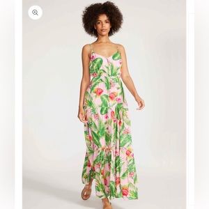 BB Dakota • Frond Memories Maxi Dress • Small • Coral Pink • Floral
